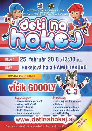 Hamuliakovo: Zoberte deti na hokej, zbaví ich vĺčik Goooly