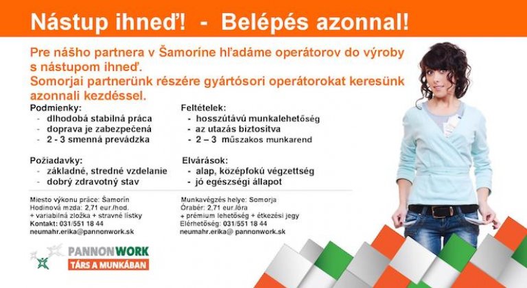 Pracovné ponuky v Šamoríne
