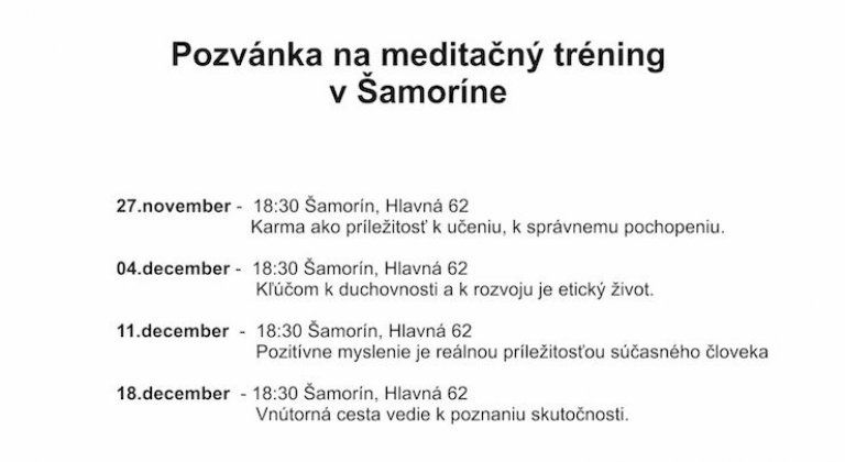 Pozvánka na meditačný tréning Pozvánka na meditačný tréning