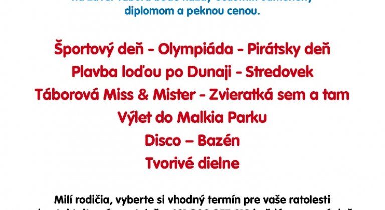 Výherca v súťaži o denný tábor pre jedno dieťa v hoteli Kormorán