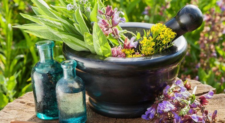 Mortar With Healing Herbs And Sage Mortar With Healing Herbs And Sage