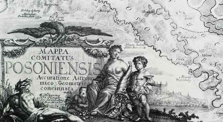 Svedectvá starých máp - 3. časť, mapa Comitatus Posoniensis 1735, Mikovíni - najst. mapa BA komitátu