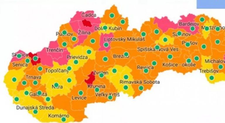 Besárgult a Dunaszerdahelyi és a Komáromi járás - itt a friss COVID-automata