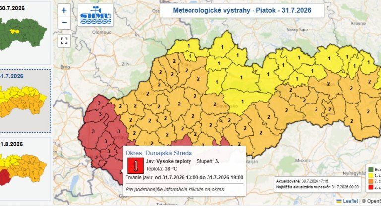 Šamorín čakajú extrémne horúčavy. Pre okres platí najvyššia výstraha Šamorín čakajú extrémne horúčavy. Pre okres platí najvyššia výstraha