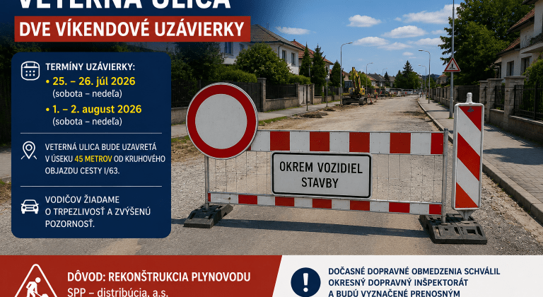 Veternú ulicu čakajú dve víkendové uzávierky. Dôvodom je rekonštrukcia plynovodu Veternú ulicu čakajú dve víkendové uzávierky. Dôvodom je rekonštrukcia plynovodu