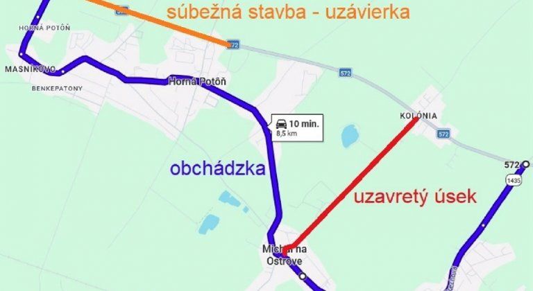Pri Michale na Ostrove opravujú takmer dva kilometre cesty. Úsek je úplne uzavretý Pri Michale na Ostrove opravujú takmer dva kilometre cesty. Úsek je úplne uzavretý