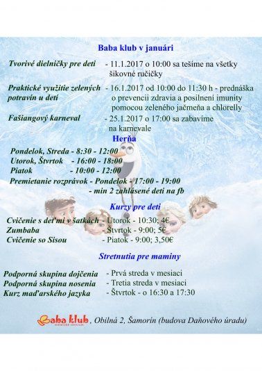 Program MC Baba klub na január