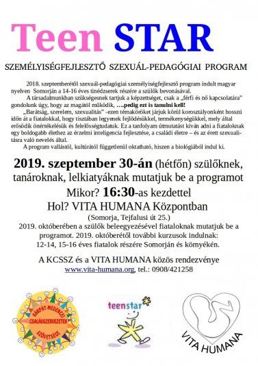 KCSSZ -Teen STAR-plakát 2019 szept.30