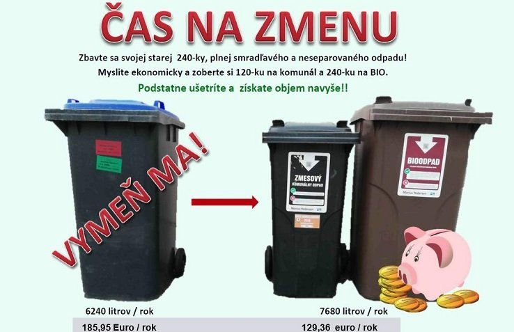 Obec Hamuliakovo vyzýva obyvateľov na výmenu zberných nádob na odpad