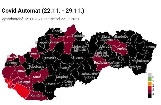 Opatrenia sa sprísnili, červená je len Bratislava a Dunajská Streda 