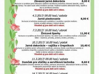 Ponuka kreatívnych kurzov na marec