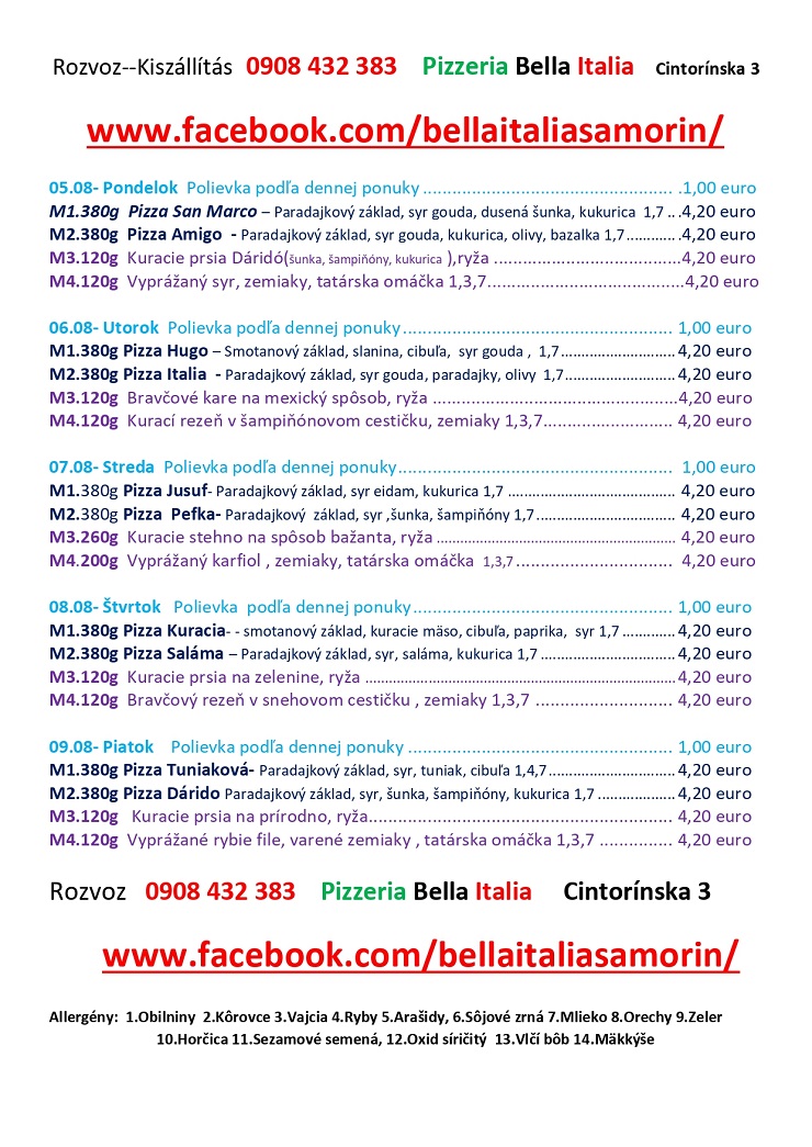 denné menu 08.08.2019